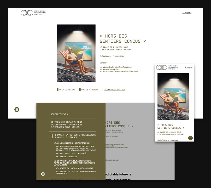 Aperçu d'un mémoire : en‑tête et sommaire interactif.