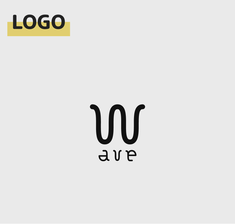 Visualisation du logo de la marque Wave, dont le W est stylisé de façon à ressembler à un segment d'onde audio, et les trois lettres suivantes A, V et E sont disposées en dessous.